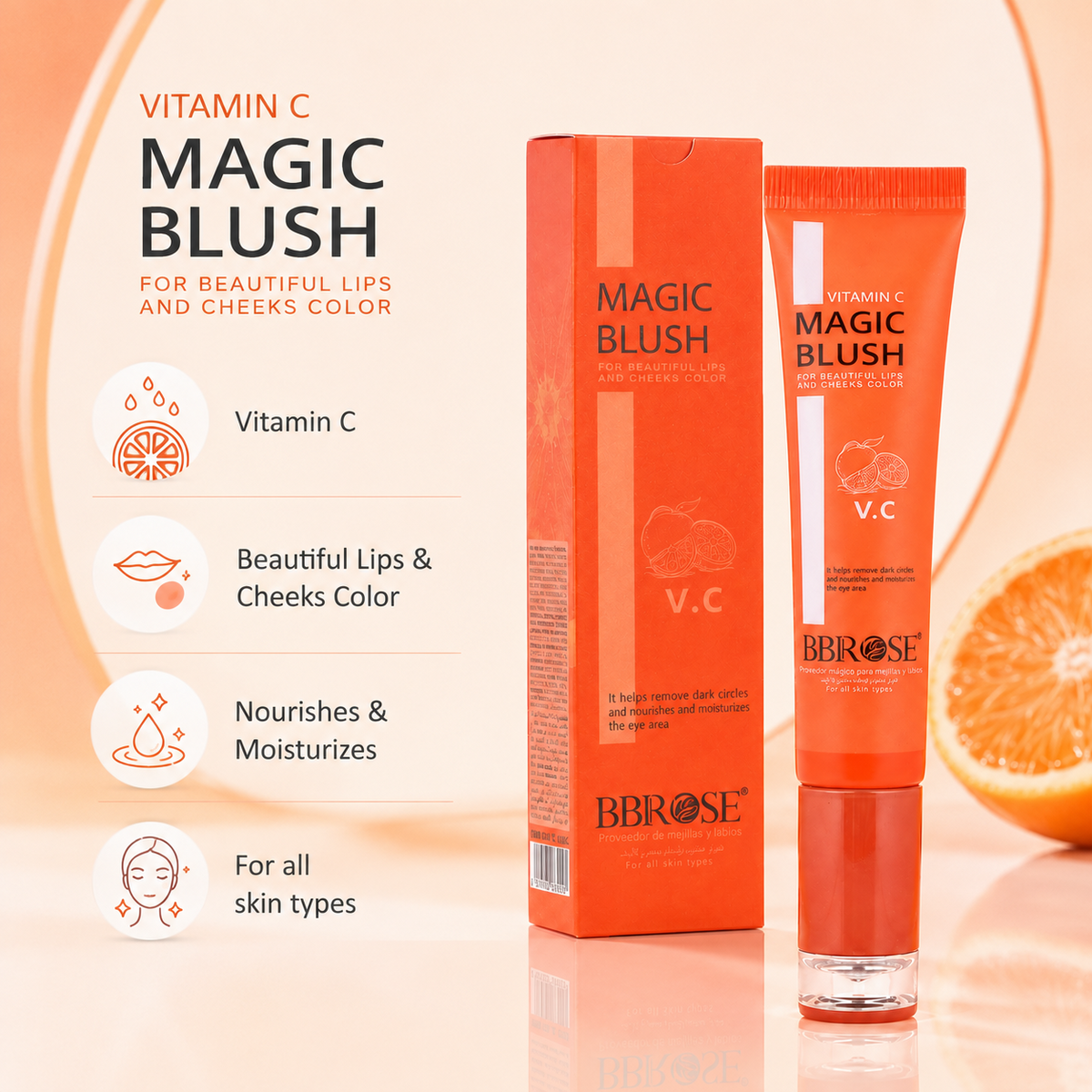 BBROSE Vitamin C Magic Blush – Lip & Cheek Color for All Skin Types