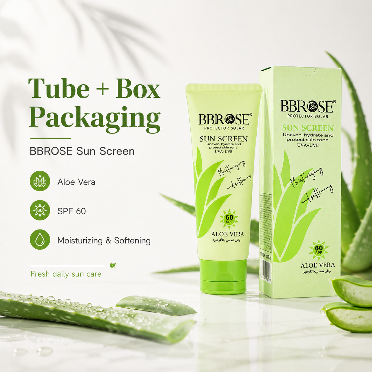 Aloe Vera Sunscreen SPF 60 UVA + UVB Moisturizing Sun Protection