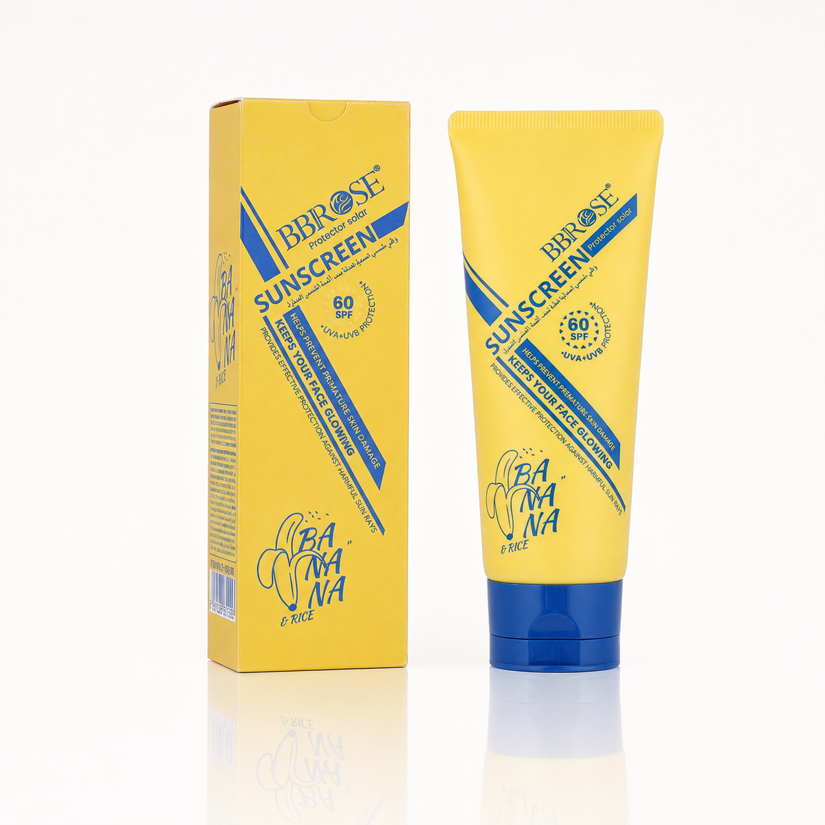 Sunscreen Cream with Banana & Rice – SPF 60 UVA/UVB Protection & Brightening Moisturizer 100 ML