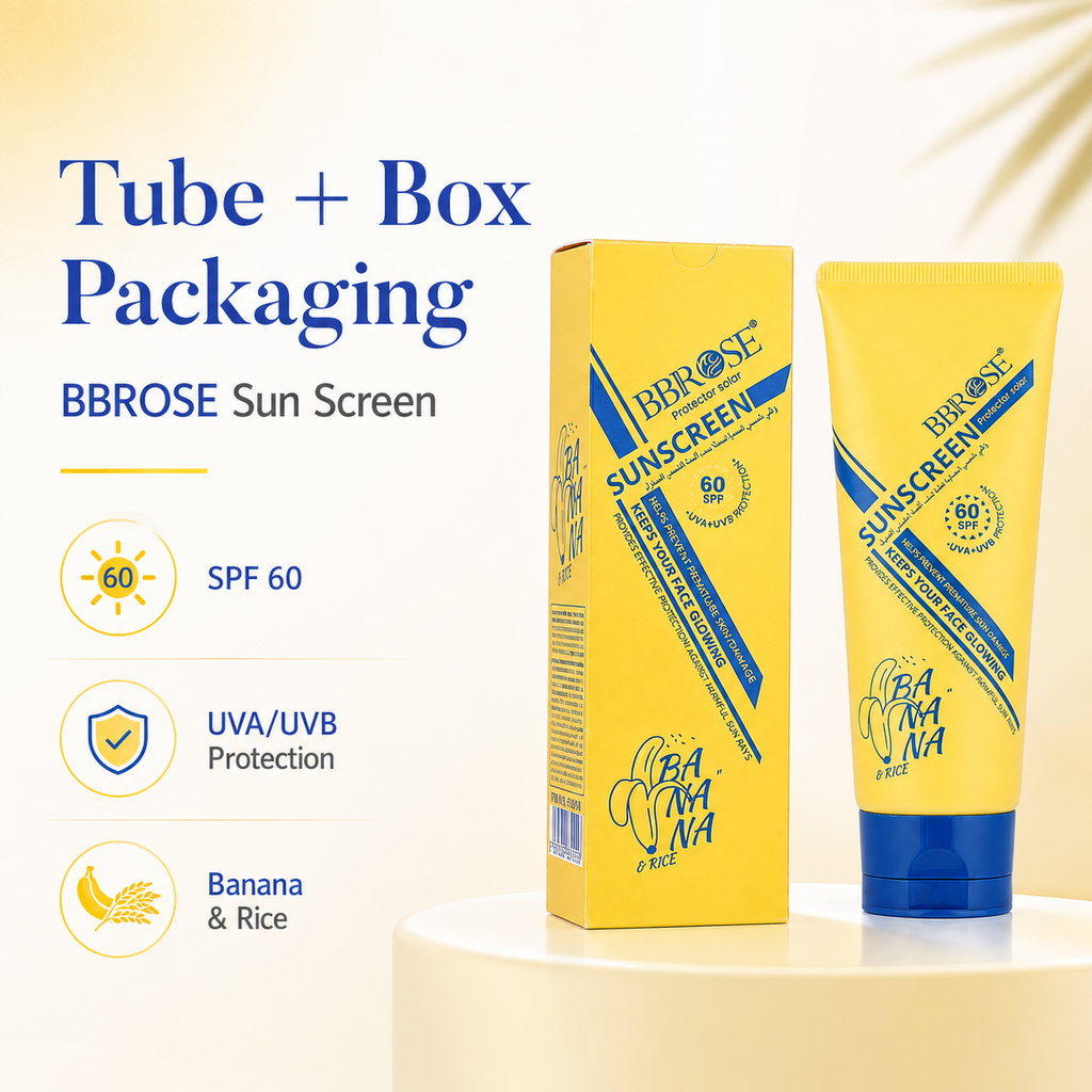 Sunscreen Cream with Banana & Rice – SPF 60 UVA/UVB Protection & Brightening Moisturizer 100 ML