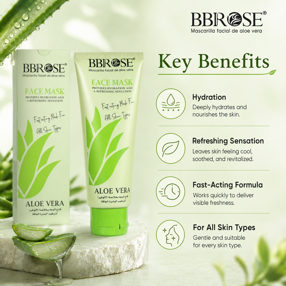 Aloe Vera Face Mask – Fast-Acting Hydrating and Refreshing Mask for All Skin Types