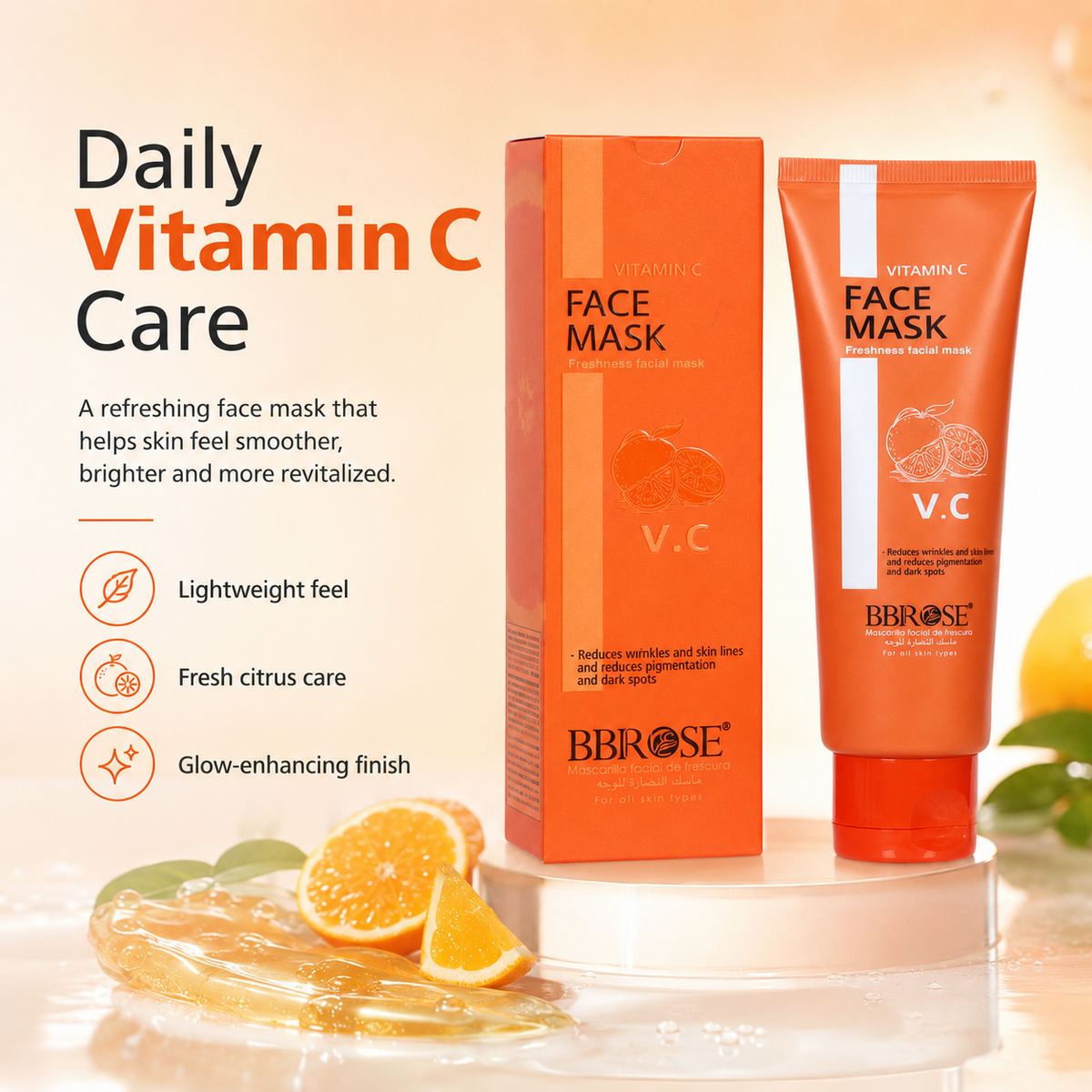 Vitamin C Face Mask (120ml) | Freshness Facial Mask | Reduces Wrinkles, Fine Lines & Pigmentation | Brightens Skin & Fades Dark Spots