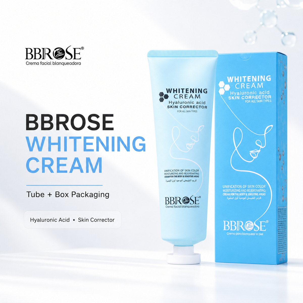 Hyaluronic Acid Whitening Cream – Moisturizing Skin Corrector for Body & Sensitive Areas