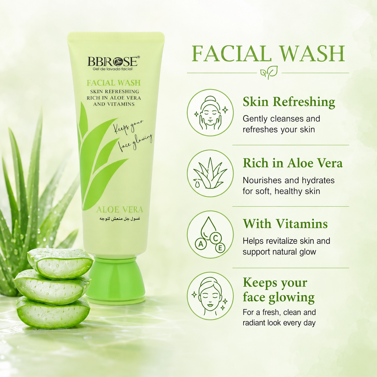 Aloe Vera Facial Wash – Refreshing Cleanser Enriched with Vitamins