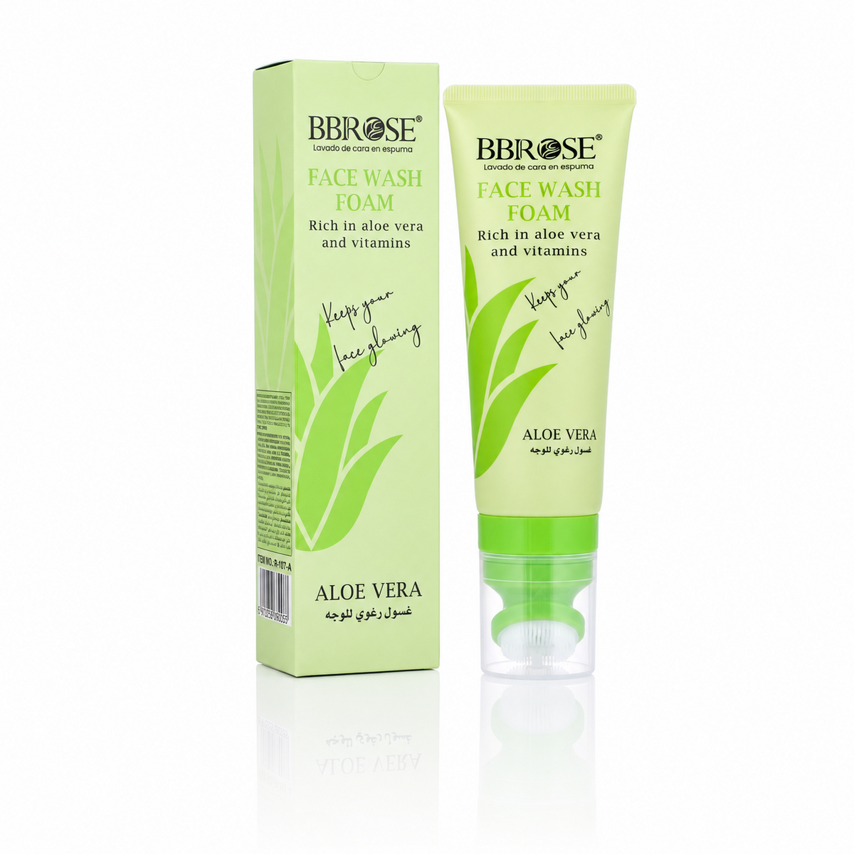 BBROSE Aloe Vera & Vitamins Face Wash Foam with Cleansing Brush
