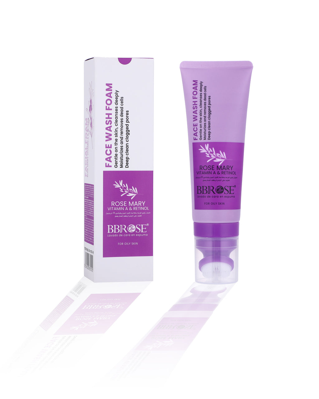 BBROSE Rosemary, Vitamin A & Retinol Face Wash Foam with Cleansing Brush