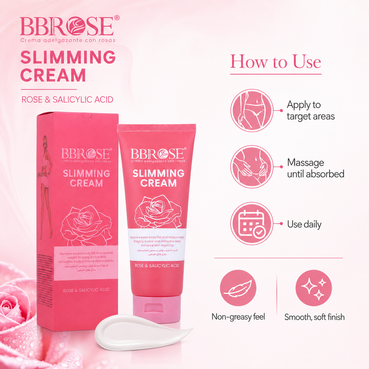 BBROSE Rose & Salicylic Acid Slimming Cream – Body Shaping and Firming Care