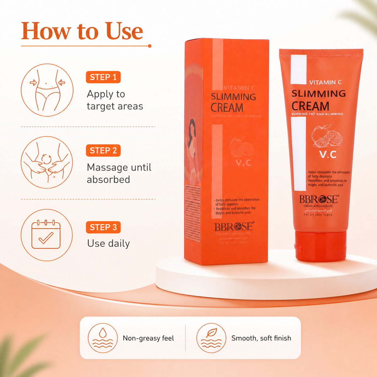 BBROSE Vitamin C Slimming Cream – Smoothing Body Care for Thighs & Buttocks