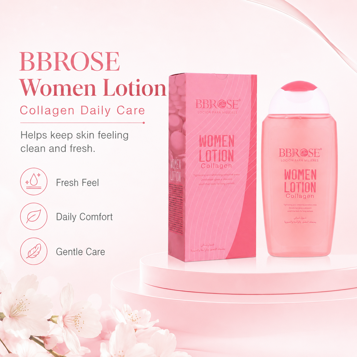 BBROSE Collagen Women’s Intimate Lotion – Cleansing, Freshening & Odor Care
