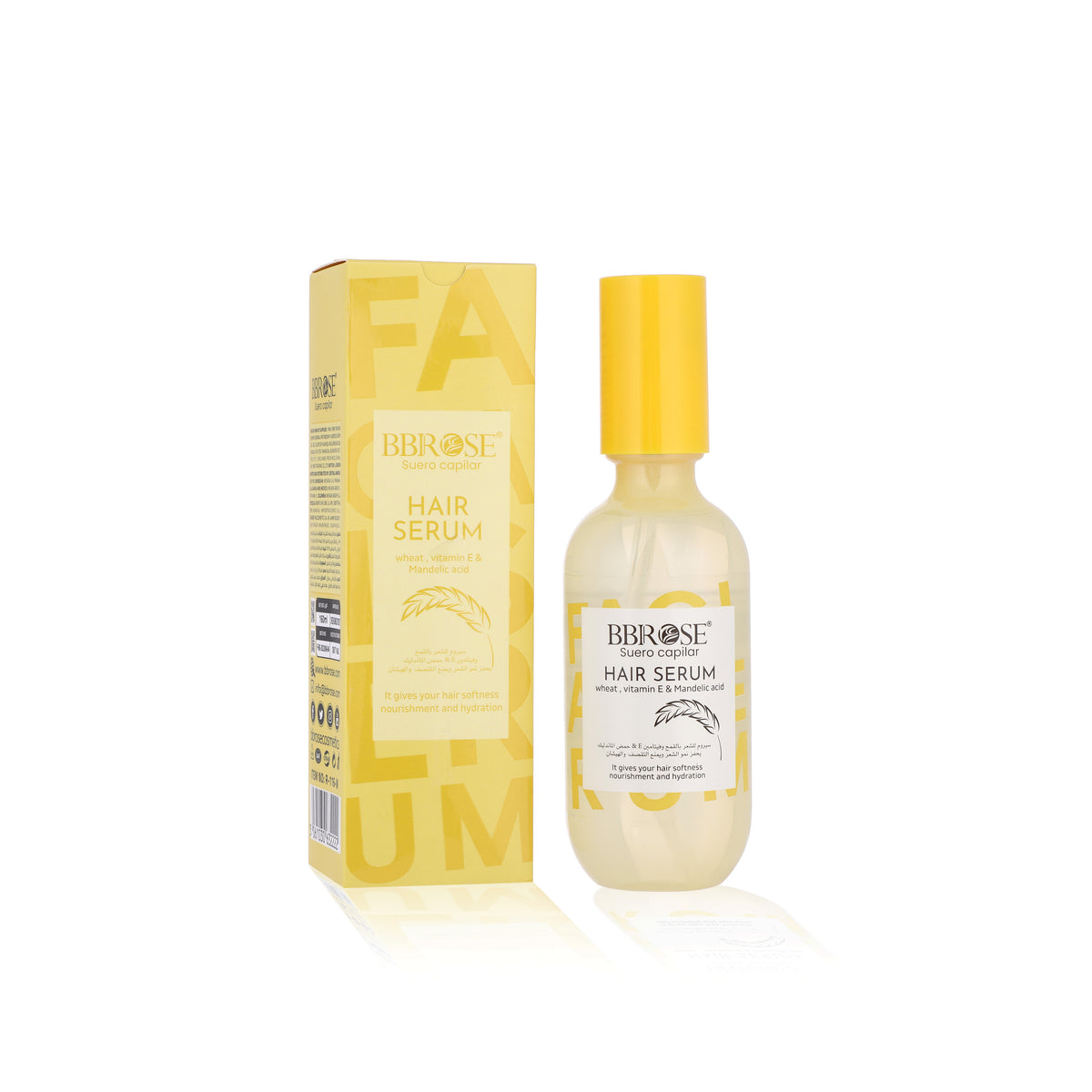 BBROSE Hair Serum with Wheat, Vitamin E & Mandelic Acid – Softening, Nourishing & Hydrating Hair Care