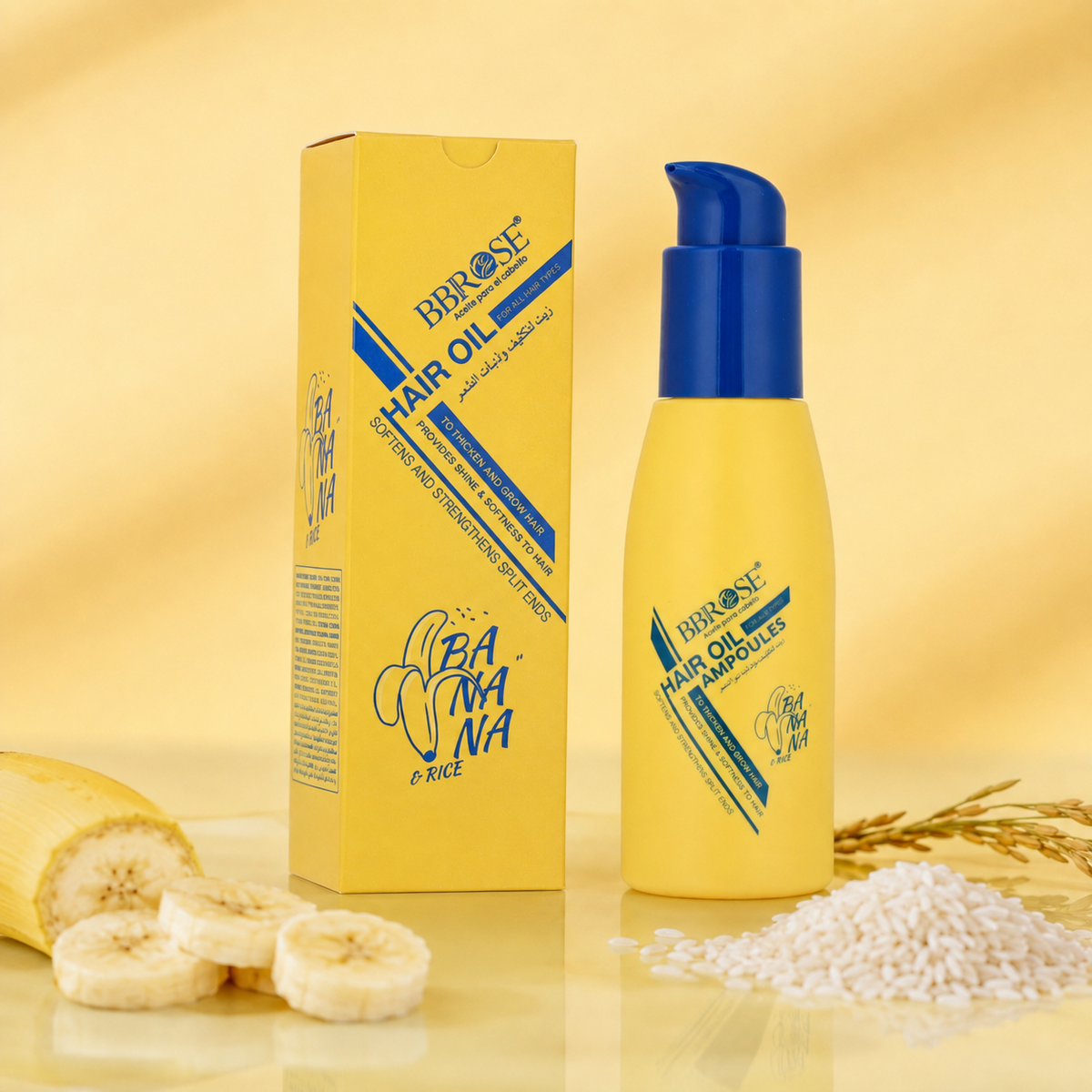 BBROSE Banana & Rice Hair Oil Ampoules – Strengthening, Shine & Split-End Care