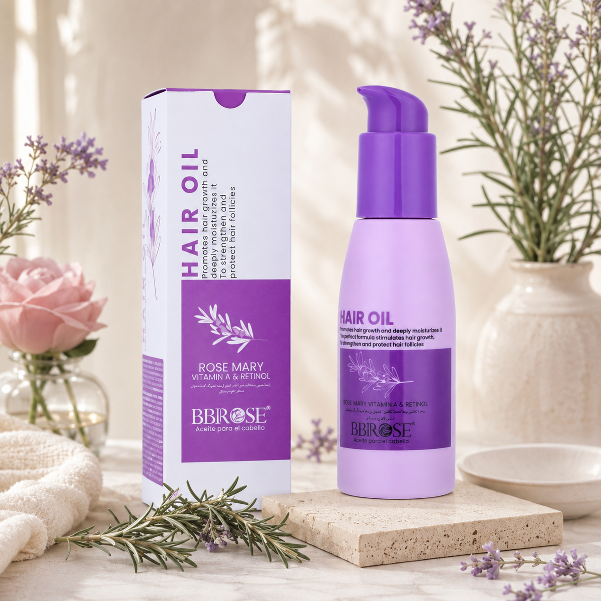 Hair Oil With Rosemary, Vitamin A And Retinol Promotes Hair Growth, Strengthen And Protect Hair Follicles 100ml