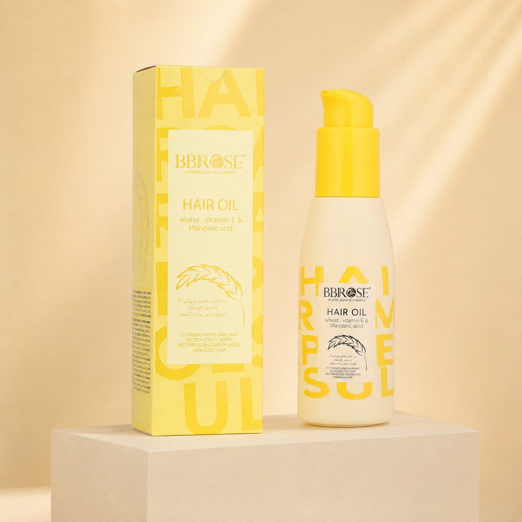 BBROSE Hair Oil with Wheat, Vitamin E & Mandelic Acid – Strengthening and Nourishing Care for Damaged Hair