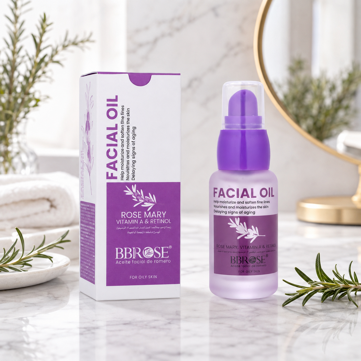 Rosemary Vitamin A Retinol Facial Oil 20ml – Hydrating Anti Aging Pore Refining Formula