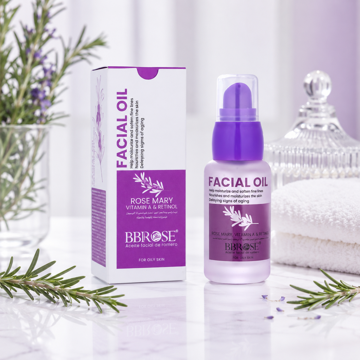 Rosemary Vitamin A Retinol Facial Oil 20ml – Hydrating Anti Aging Pore Refining Formula