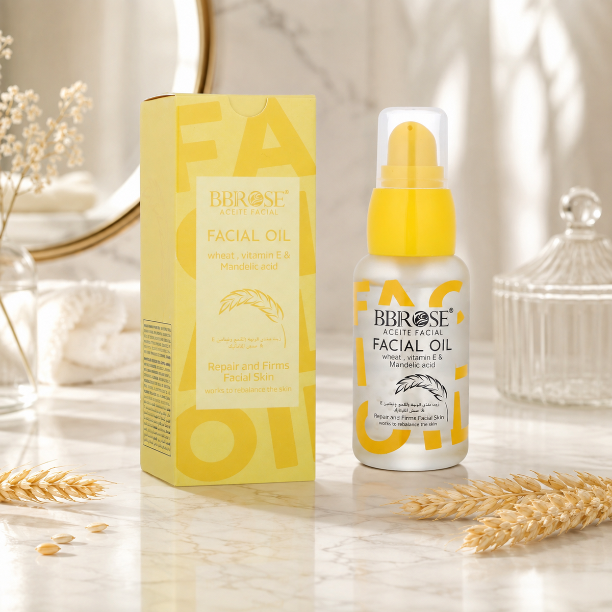 BBROSE Wheat, Vitamin E & Mandelic Acid Facial Oil – Repairing, Firming and Rebalancing Face Oil