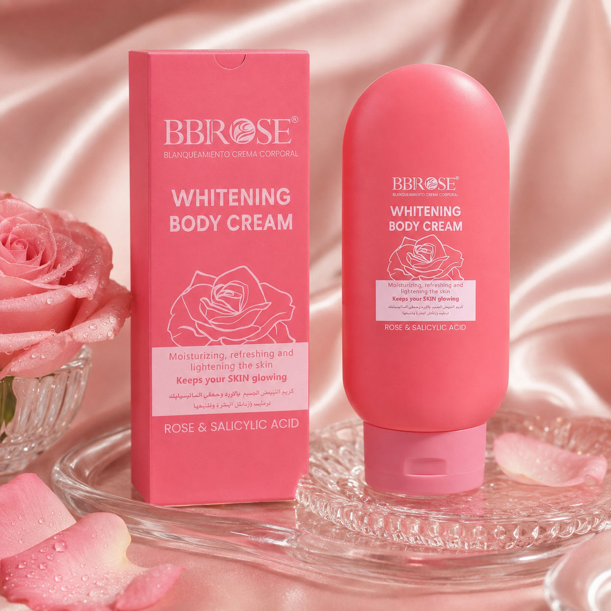 BBROSE Rose & Salicylic Acid Whitening Body Cream – Moisturizing & Radiance-Boosting Body Care