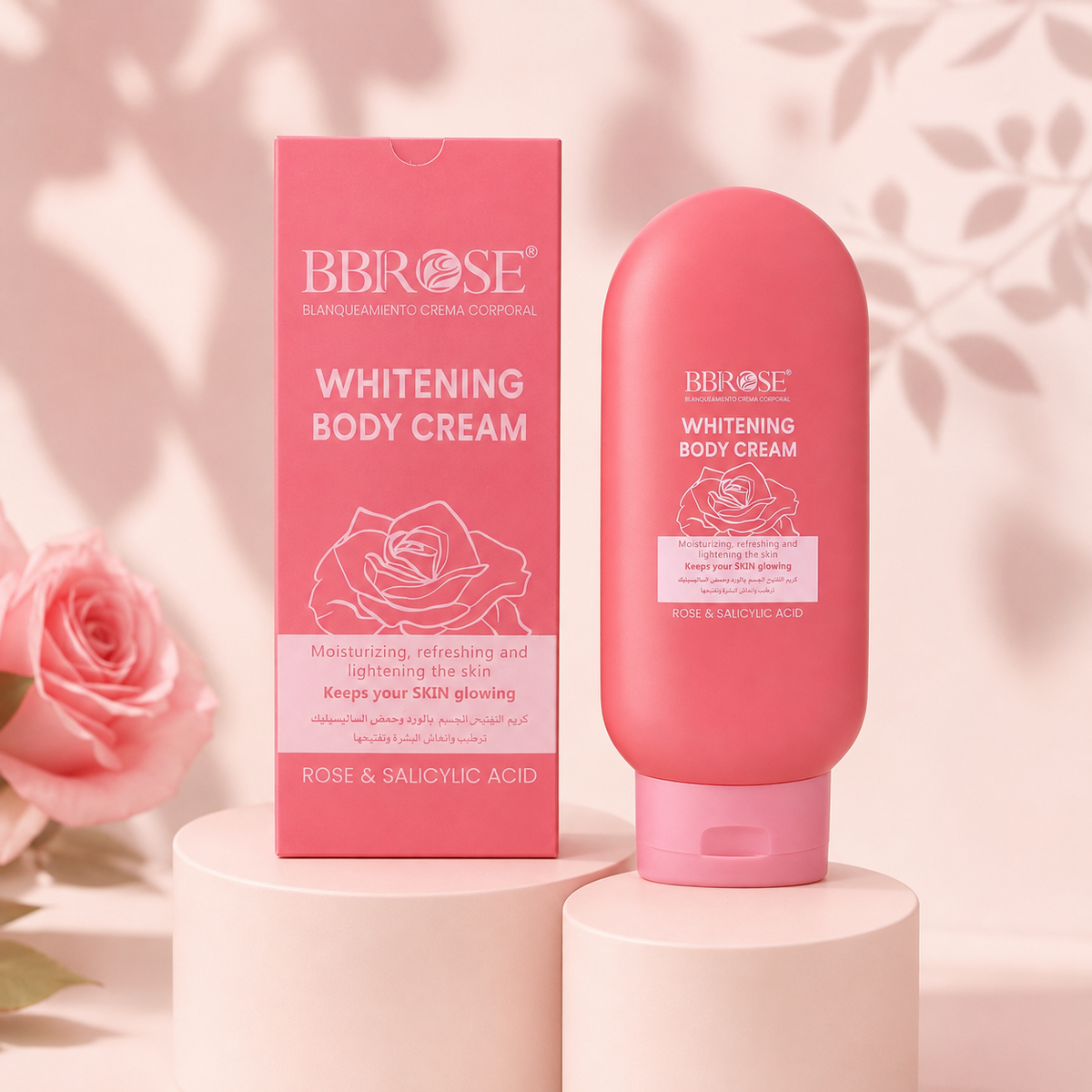 BBROSE Rose & Salicylic Acid Whitening Body Cream – Moisturizing & Radiance-Boosting Body Care