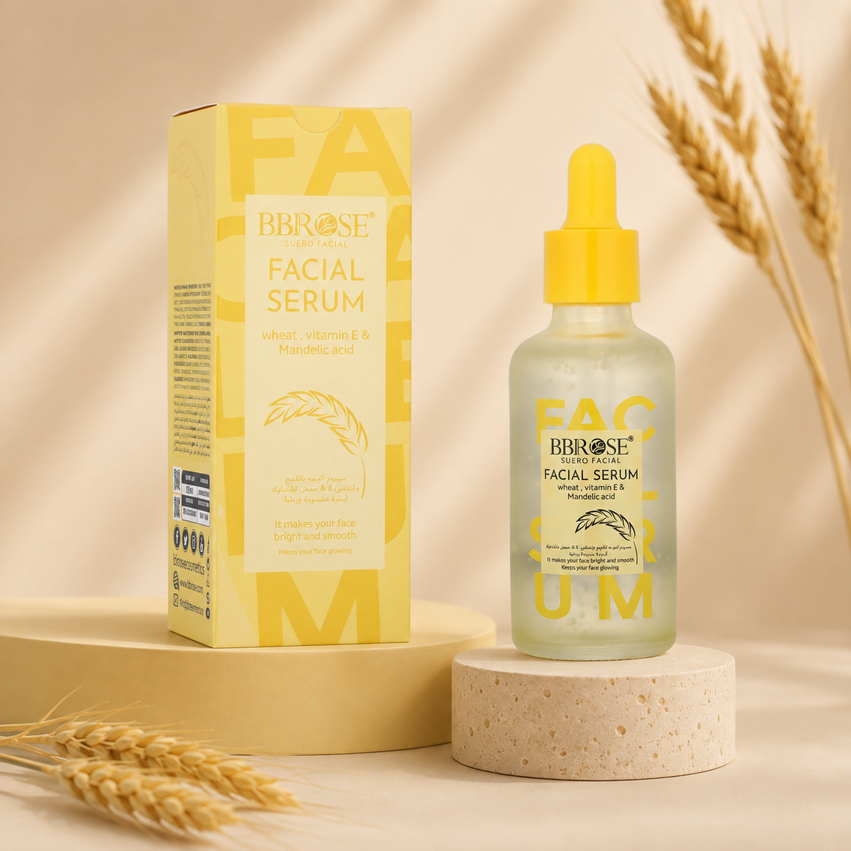 BBROSE Wheat, Vitamin E & Mandelic Acid Facial Serum – Brightening & Smoothing Care