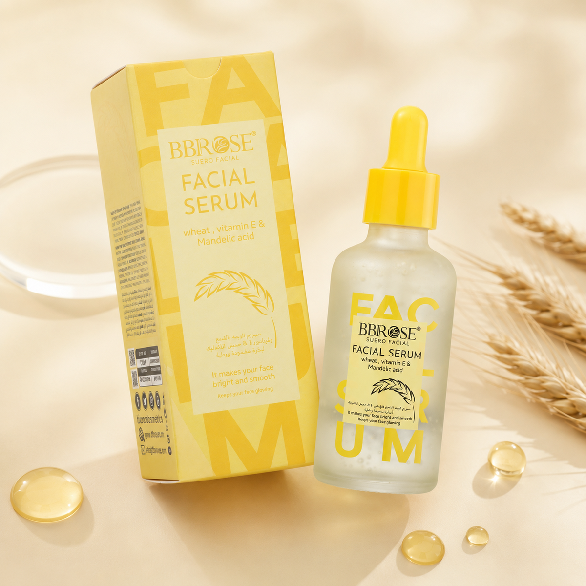 BBROSE Wheat, Vitamin E & Mandelic Acid Facial Serum – Brightening & Smoothing Care