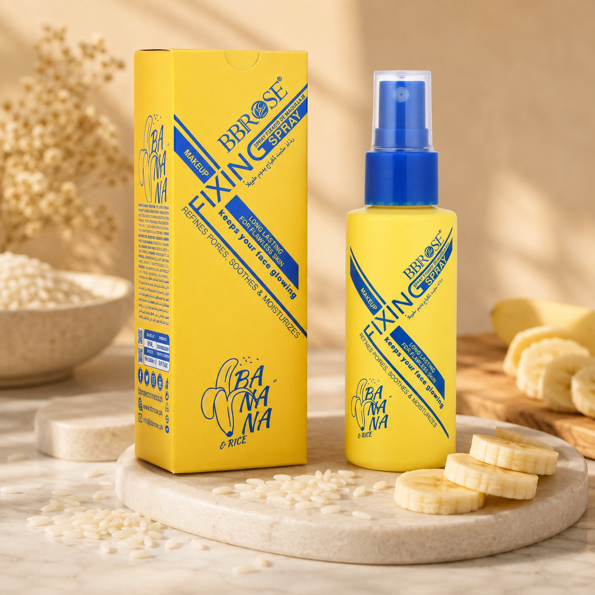 BBROSE Banana & Rice Makeup Fixing Spray – Long-Lasting, Moisturizing & Pore-Refining Setting Mist