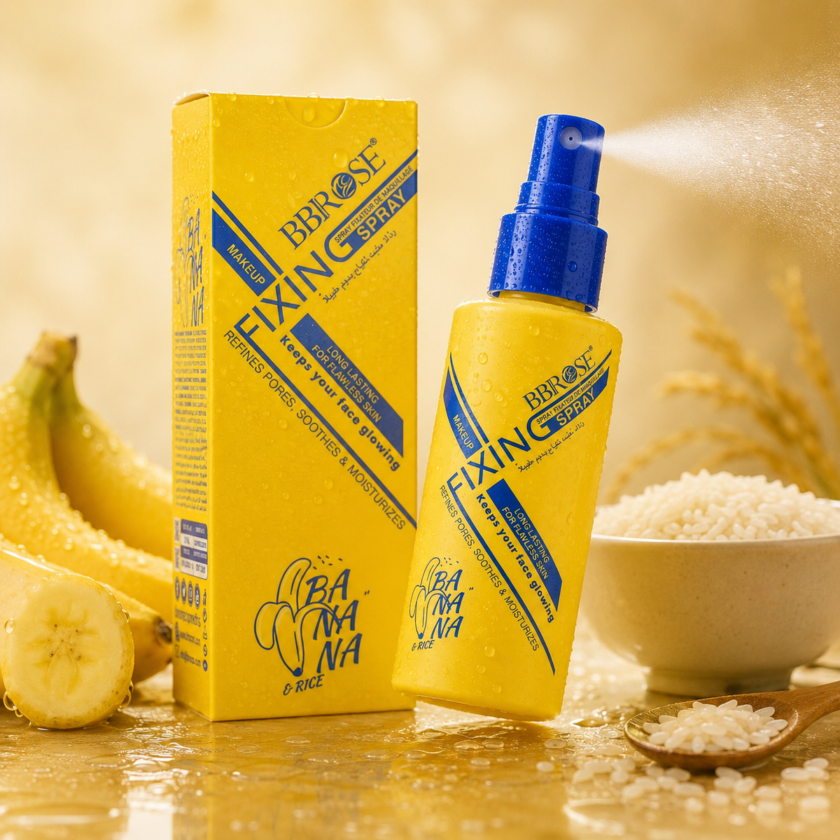 BBROSE Banana & Rice Makeup Fixing Spray – Long-Lasting, Moisturizing & Pore-Refining Setting Mist