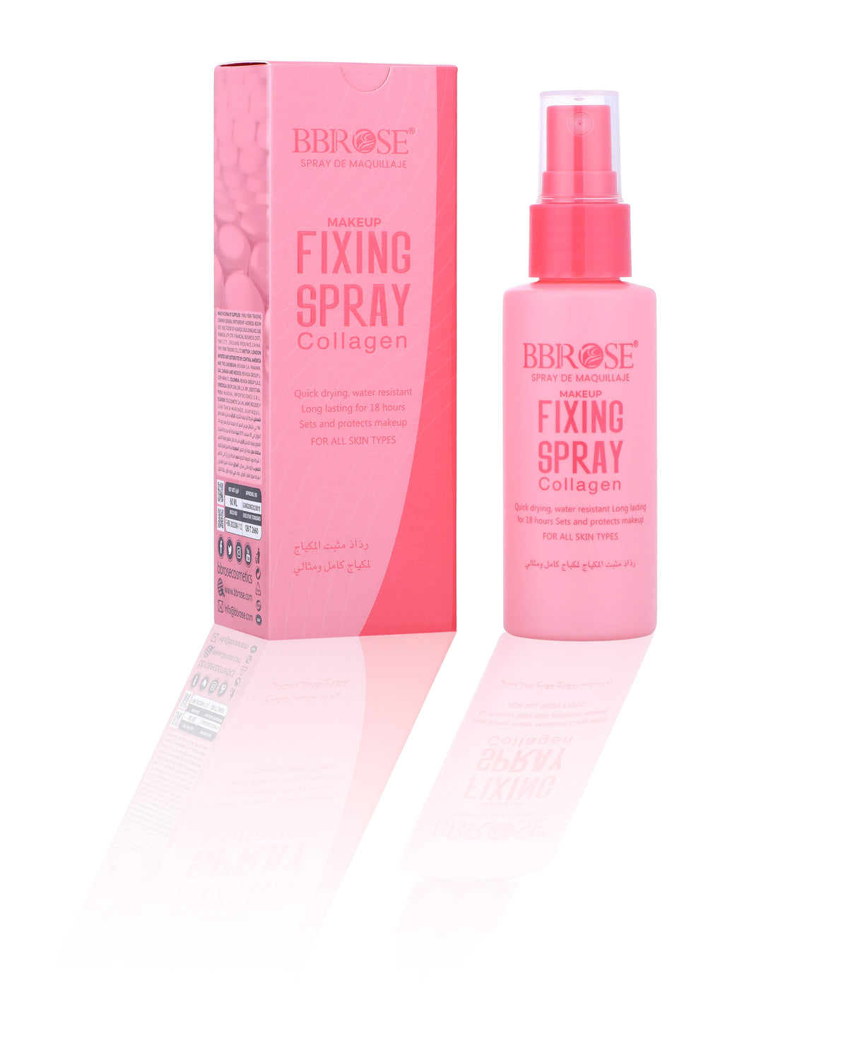 BBROSE Fixing Spray Collagen - Quick-Drying, Water-Resistant Makeup Setting Spray for 18-Hour Hold, Hydrates Skin, Controls Shine, Lightweight Non-Sticky Formula for All Skin Types