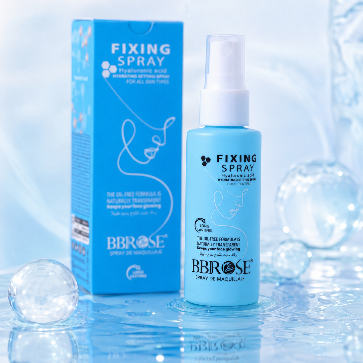Hydrating Makeup Fixing Spray with Hyaluronic Acid 60ml, Oil-Free Transparent Setting Spray for Long-Lasting Glow, Suitable for All Skin Types