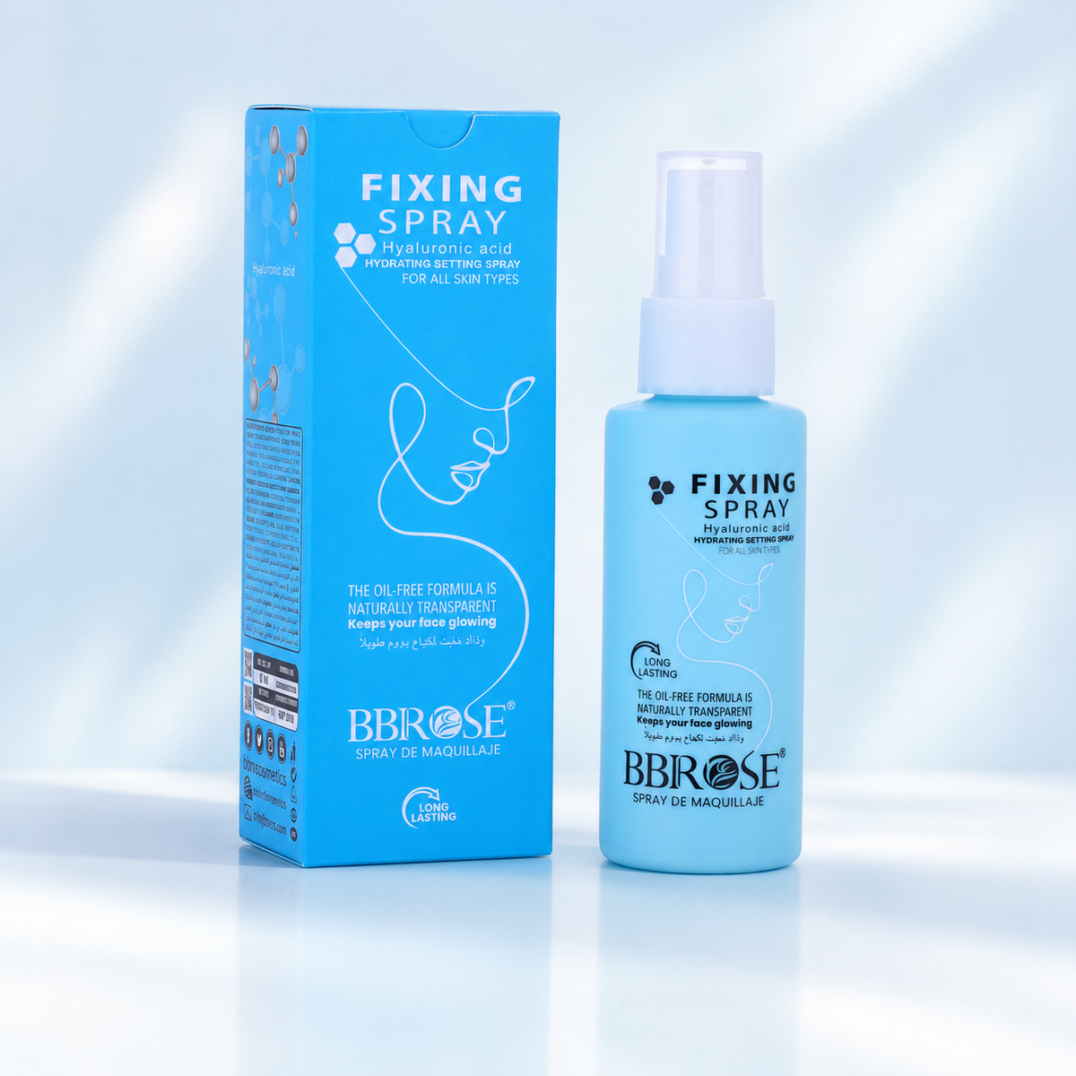 Hydrating Makeup Fixing Spray with Hyaluronic Acid 60ml, Oil-Free Transparent Setting Spray for Long-Lasting Glow, Suitable for All Skin Types
