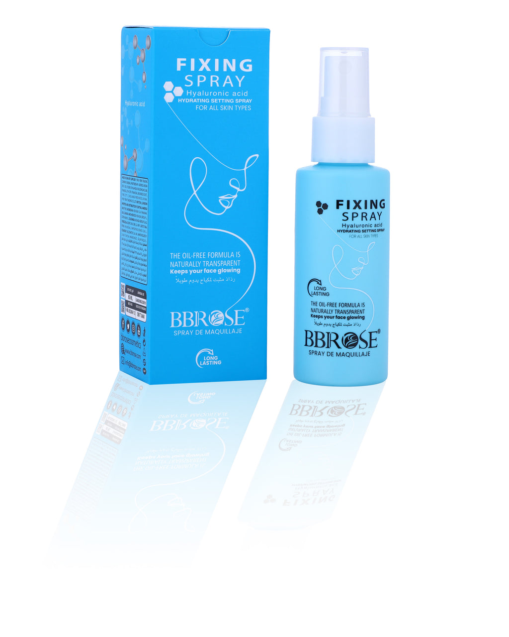 Hydrating Makeup Fixing Spray with Hyaluronic Acid 60ml, Oil-Free Transparent Setting Spray for Long-Lasting Glow, Suitable for All Skin Types