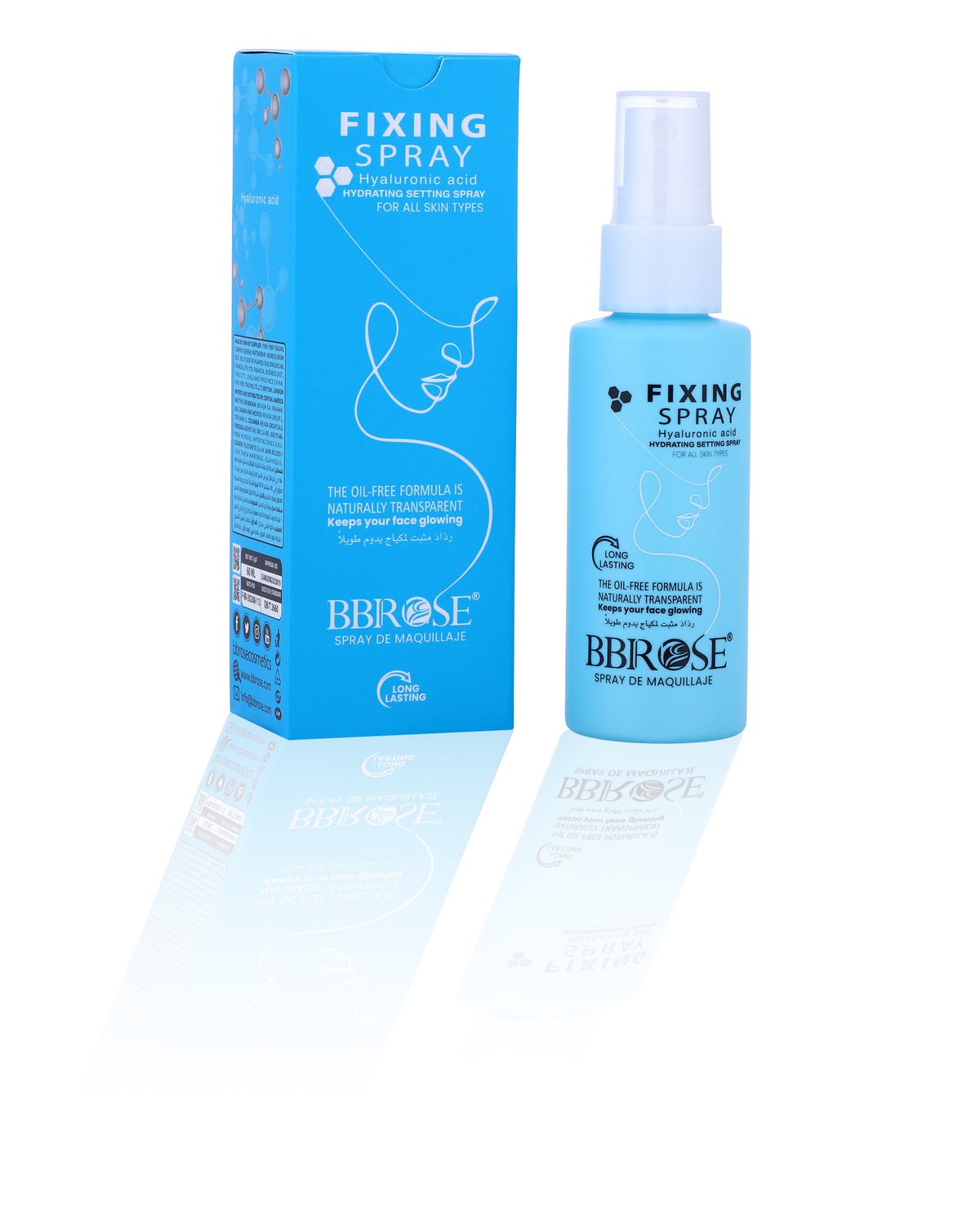 Hydrating Makeup Fixing Spray with Hyaluronic Acid 60ml, Oil-Free Transparent Setting Spray for Long-Lasting Glow, Suitable for All Skin Types