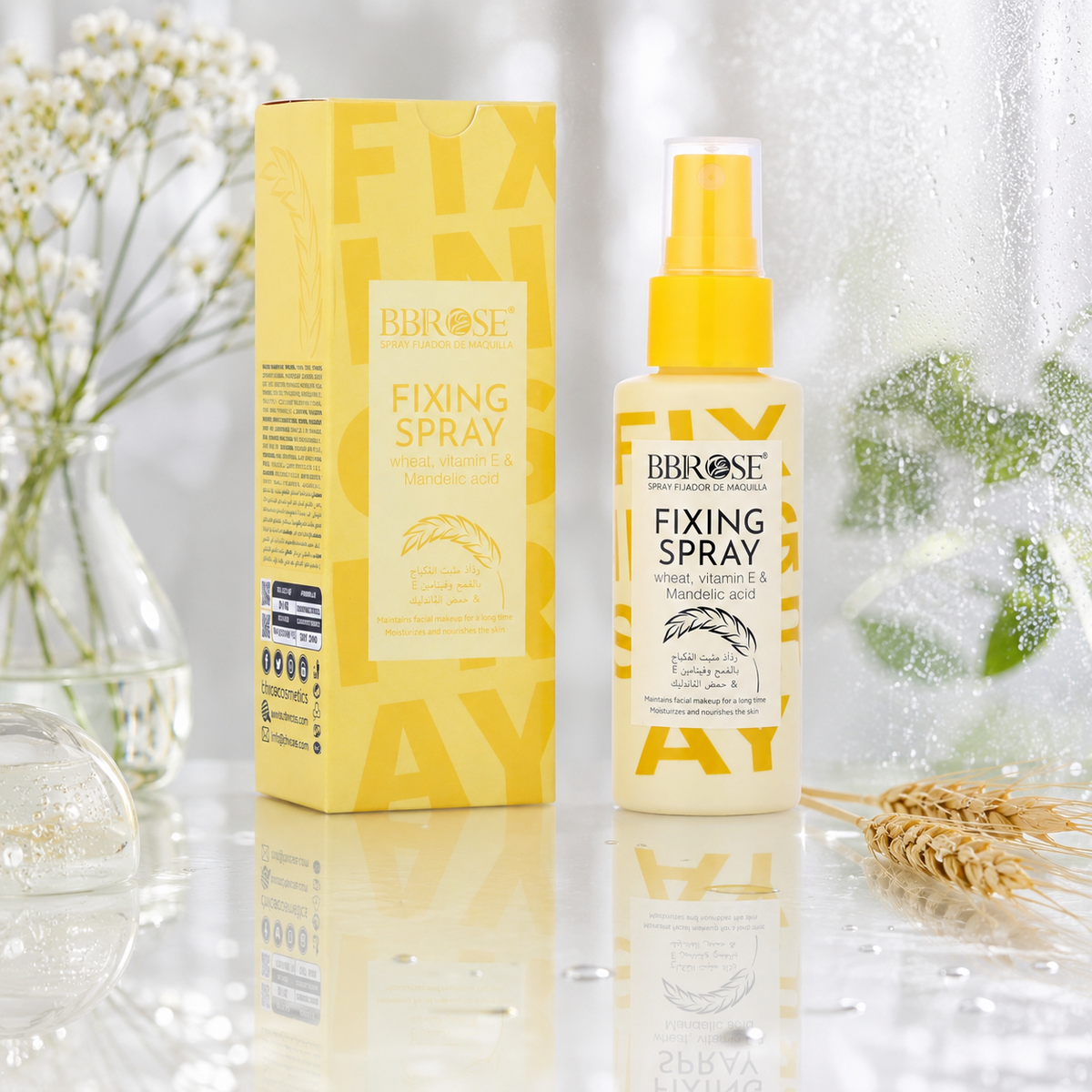 BBROSE Fixing Spray with Wheat, Vitamin E & Mandelic Acid – Long-Lasting Makeup Setting Mist