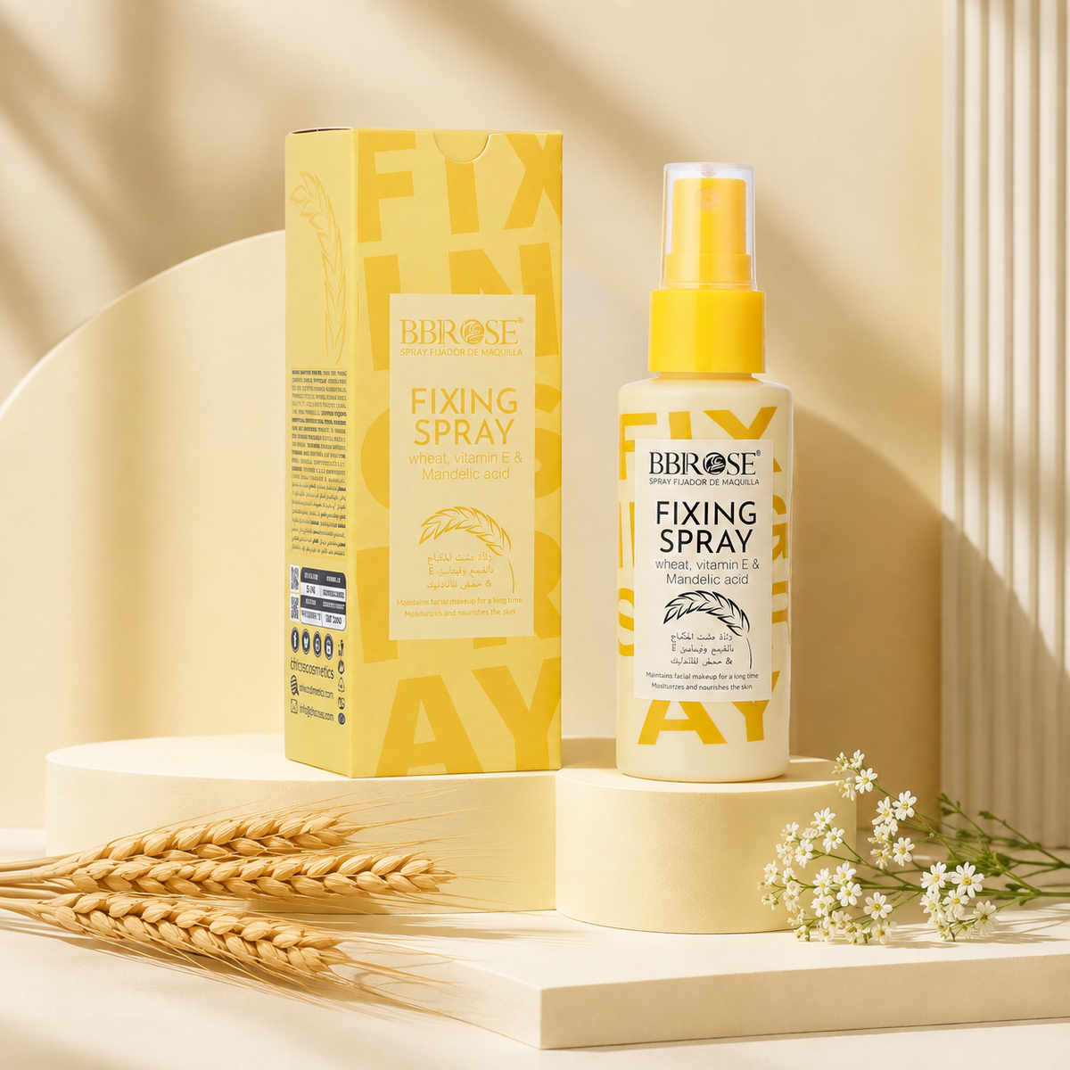 BBROSE Fixing Spray with Wheat, Vitamin E & Mandelic Acid – Long-Lasting Makeup Setting Mist