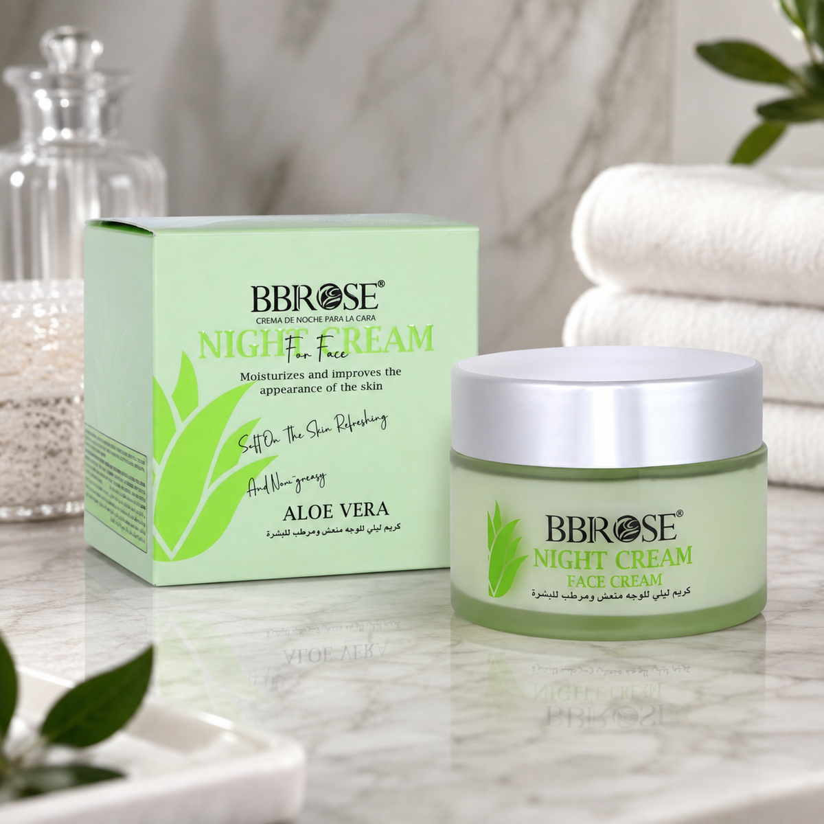 BBROSE Aloe Vera Night Cream for Face – Moisturizing, Refreshing and Non-Greasy Overnight Cream