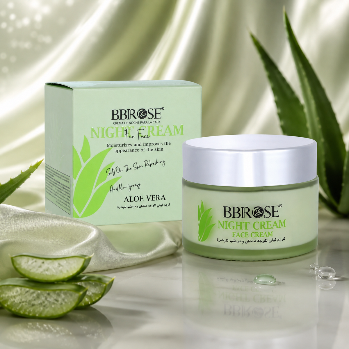 BBROSE Aloe Vera Night Cream for Face – Moisturizing, Refreshing and Non-Greasy Overnight Cream
