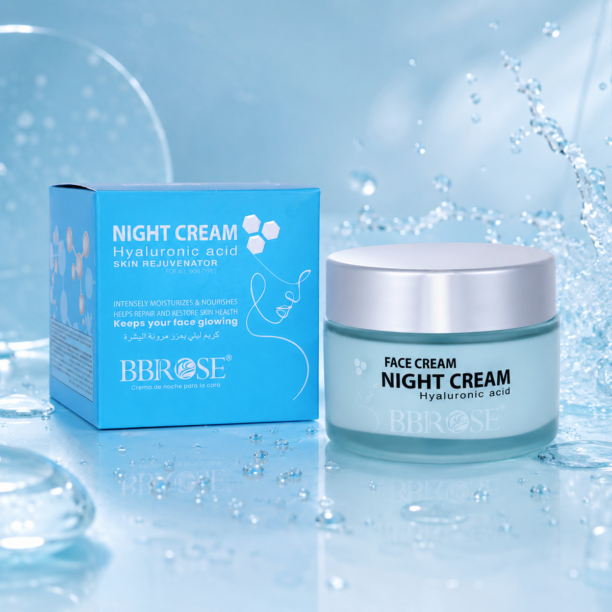 BBROSE Hyaluronic Acid Night Cream – Intensive Moisturizing and Skin-Rejuvenating Face Cream for All Skin Types