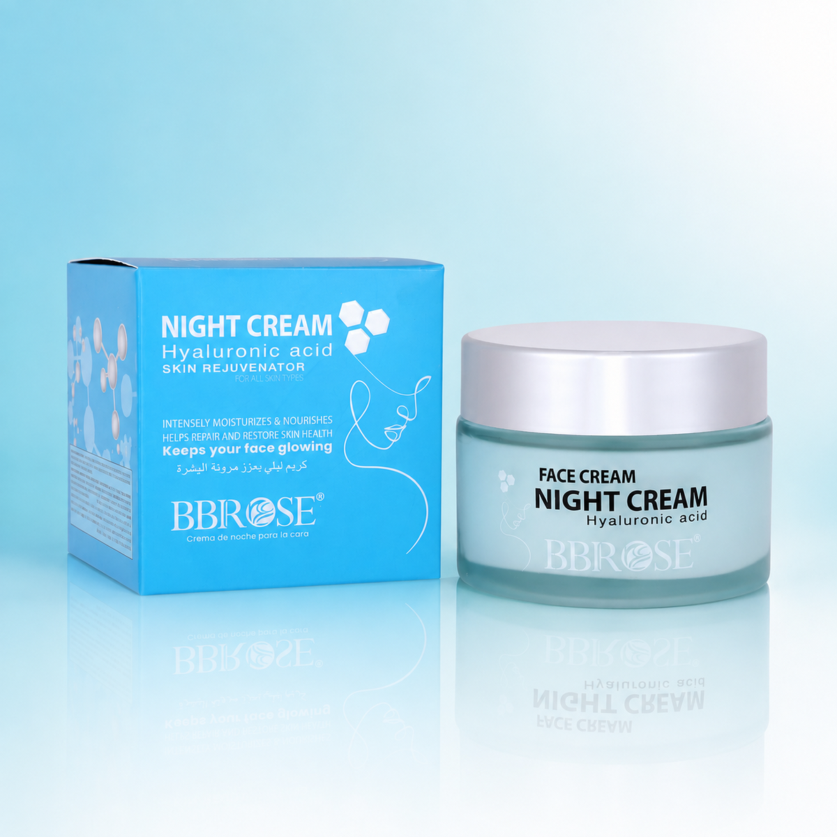 BBROSE Hyaluronic Acid Night Cream – Intensive Moisturizing and Skin-Rejuvenating Face Cream for All Skin Types