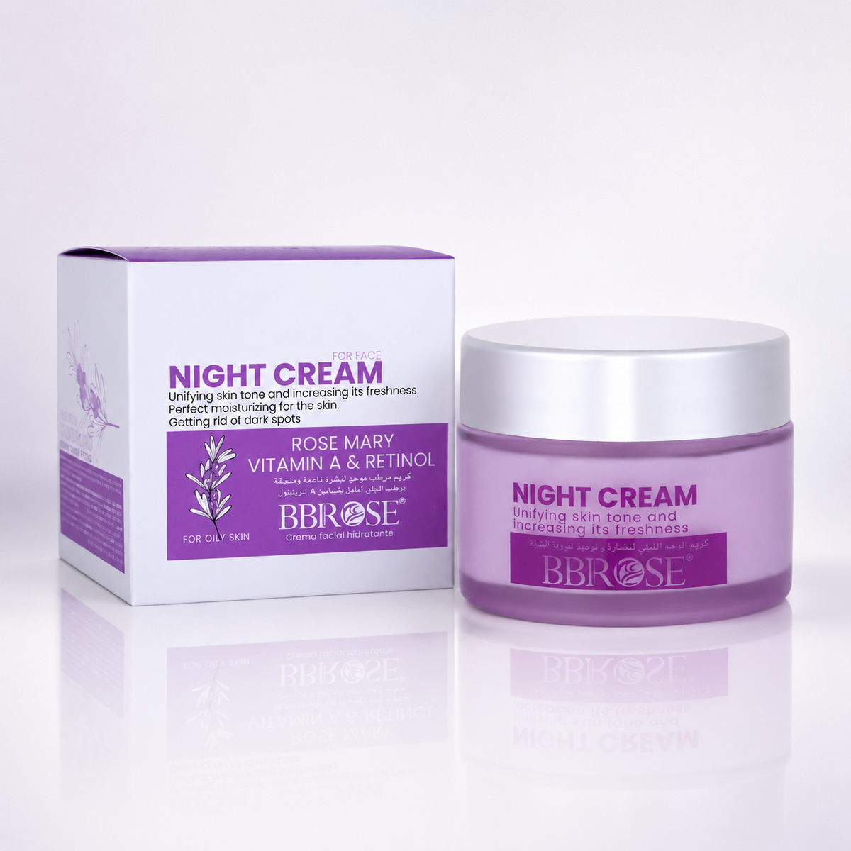 BBROSE Rosemary, Vitamin A & Retinol Night Cream for Oily Skin – Moisturizing and Tone-Unifying Face Cream