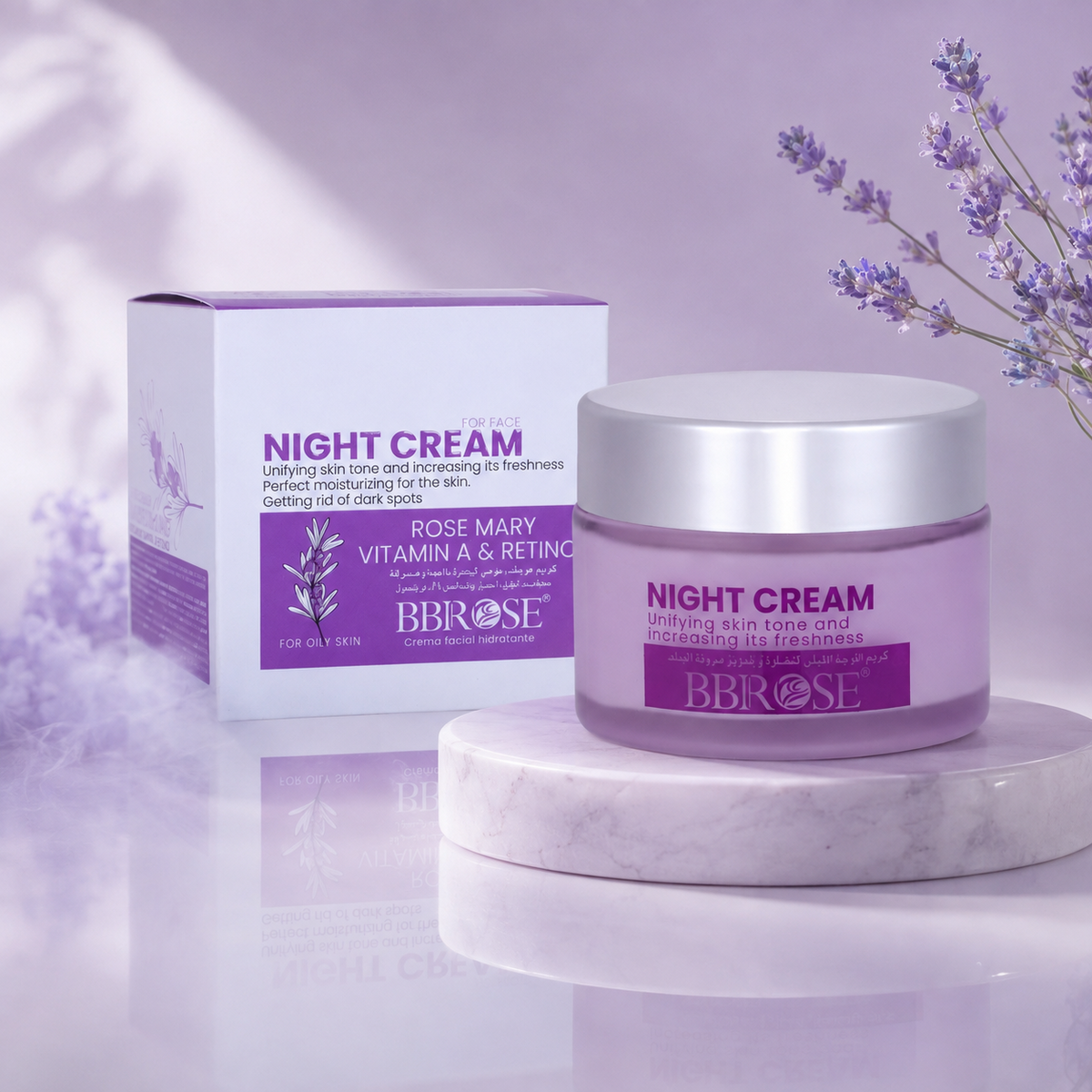 BBROSE Rosemary, Vitamin A & Retinol Night Cream for Oily Skin – Moisturizing and Tone-Unifying Face Cream