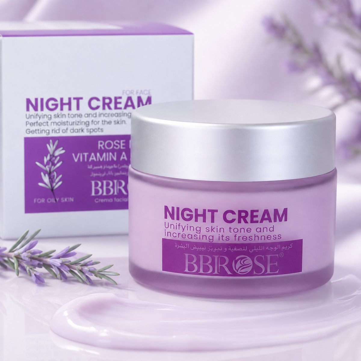 BBROSE Rosemary, Vitamin A & Retinol Night Cream for Oily Skin – Moisturizing and Tone-Unifying Face Cream