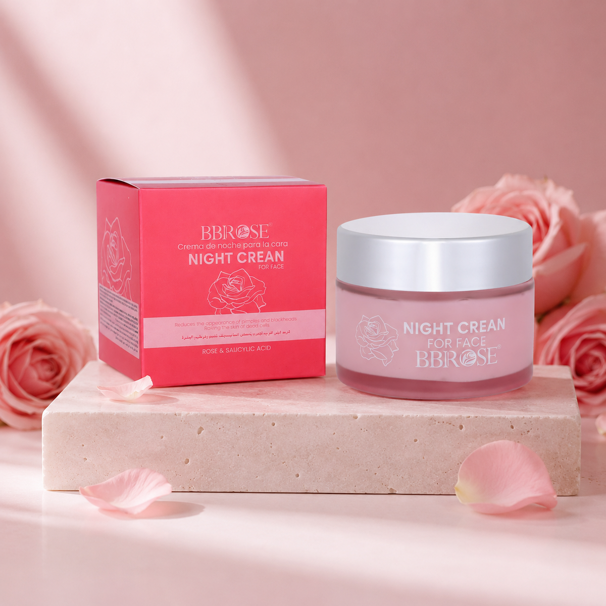 Rose & 2% Salicylic Acid Night Cream – 50ml Nourishing & Hydrating Overnight Moisturizer | Anti-Aging Formula with Natural Rose Extract | Reduces Fine Lines, Wrinkles | Paraben-Free