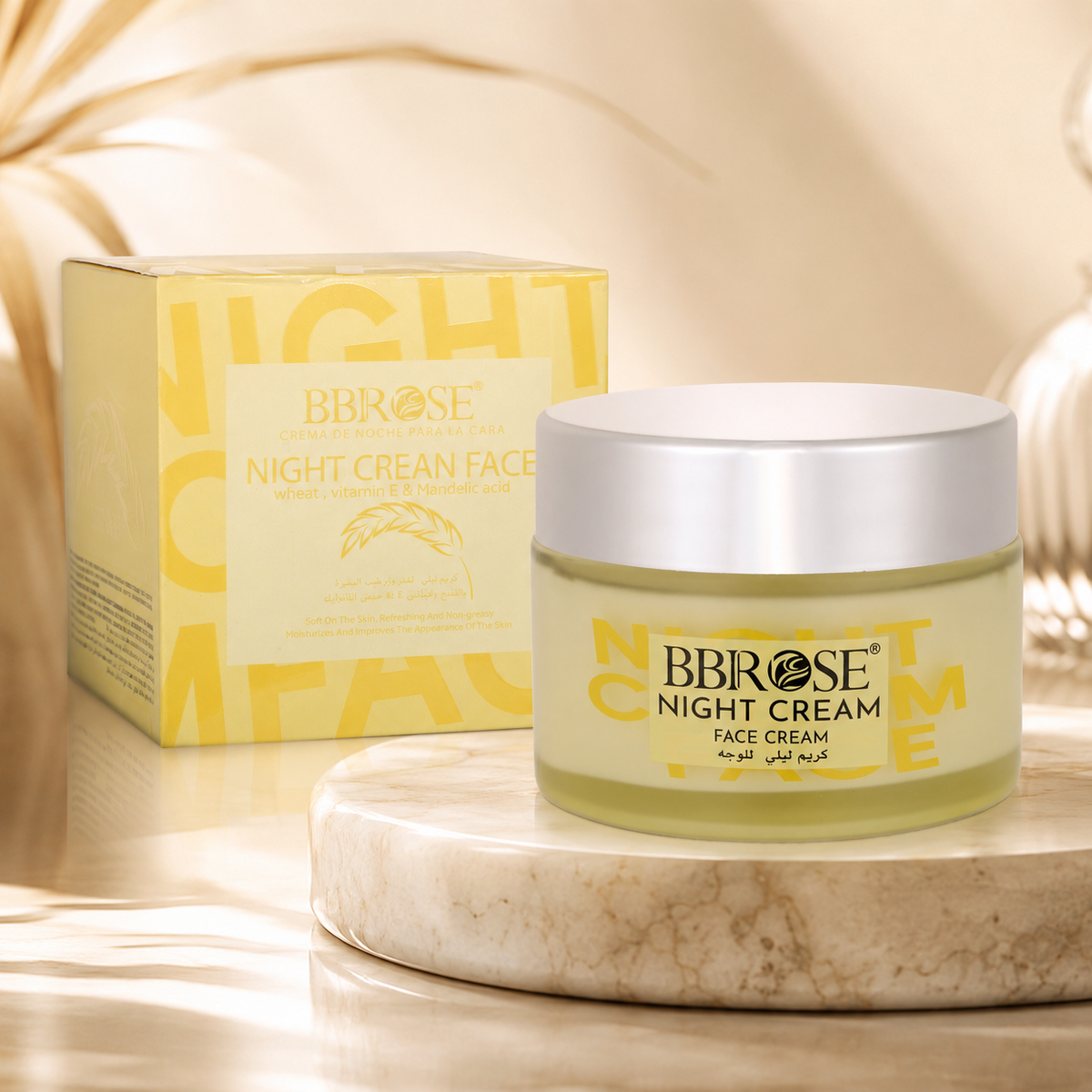 BBROSE Wheat, Vitamin E & Mandelic Acid Night Cream – Refreshing, Non-Greasy Overnight Facial Moisturizer