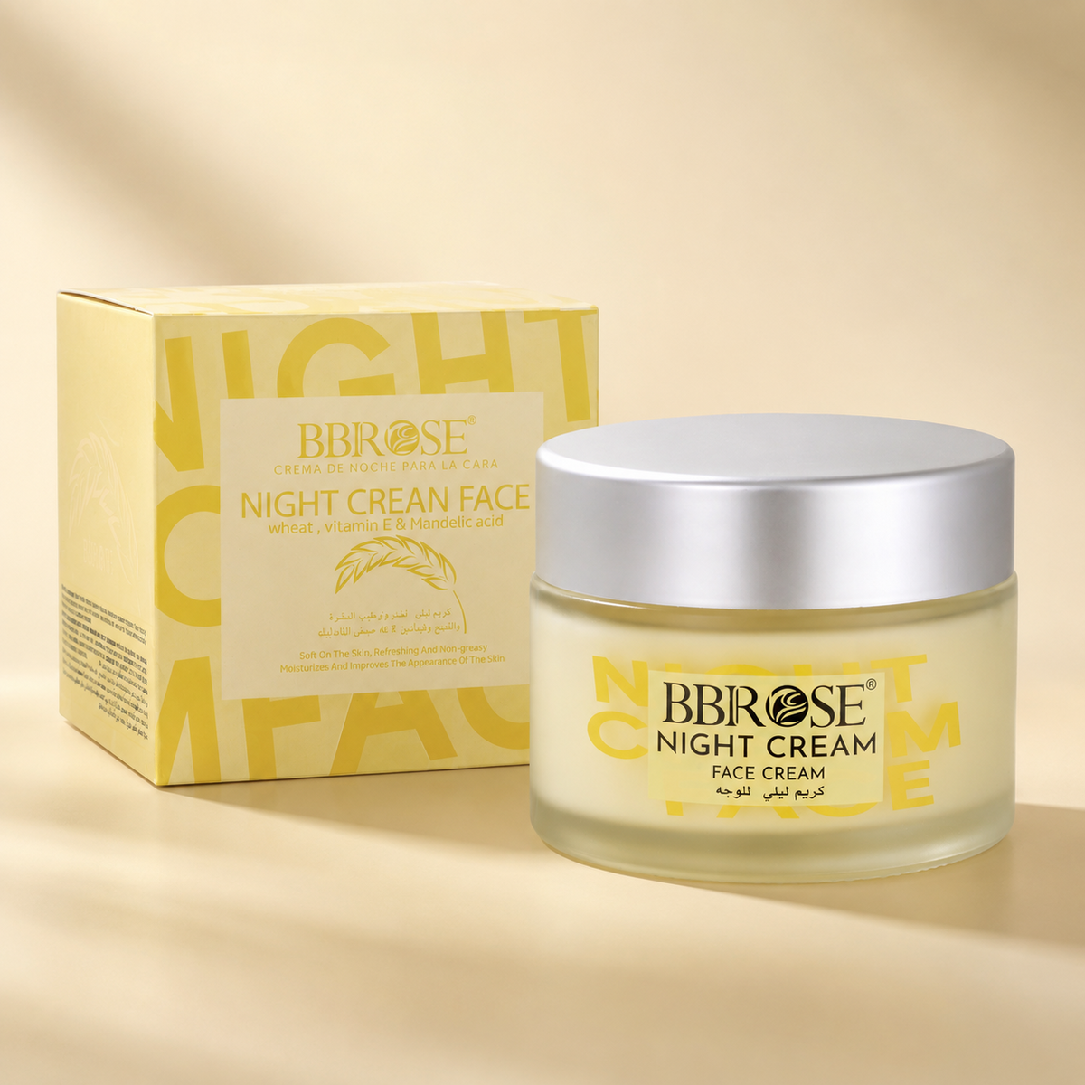 BBROSE Wheat, Vitamin E & Mandelic Acid Night Cream – Refreshing, Non-Greasy Overnight Facial Moisturizer