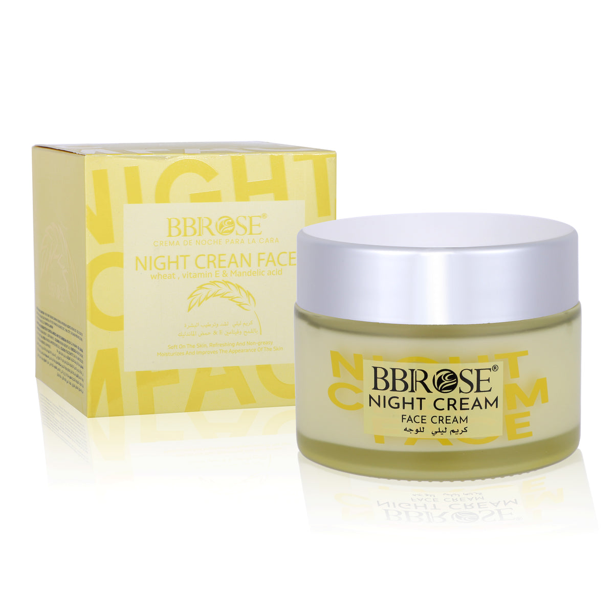 BBROSE Wheat, Vitamin E & Mandelic Acid Night Cream – Refreshing, Non-Greasy Overnight Facial Moisturizer