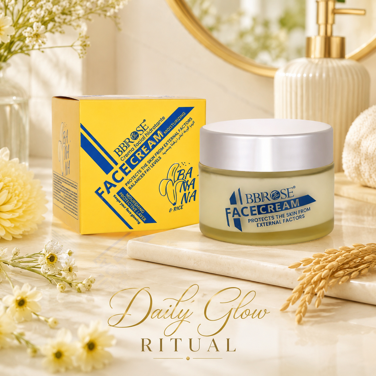 Banana & Rice Moisturizing Face Cream – Nourishing Protective Cream for Balanced, Glowing Skin