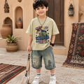 Casual Sporty Summer 2-Piece Boys' Pants Suit, Ages 3-13 | Color: Green | Image 1