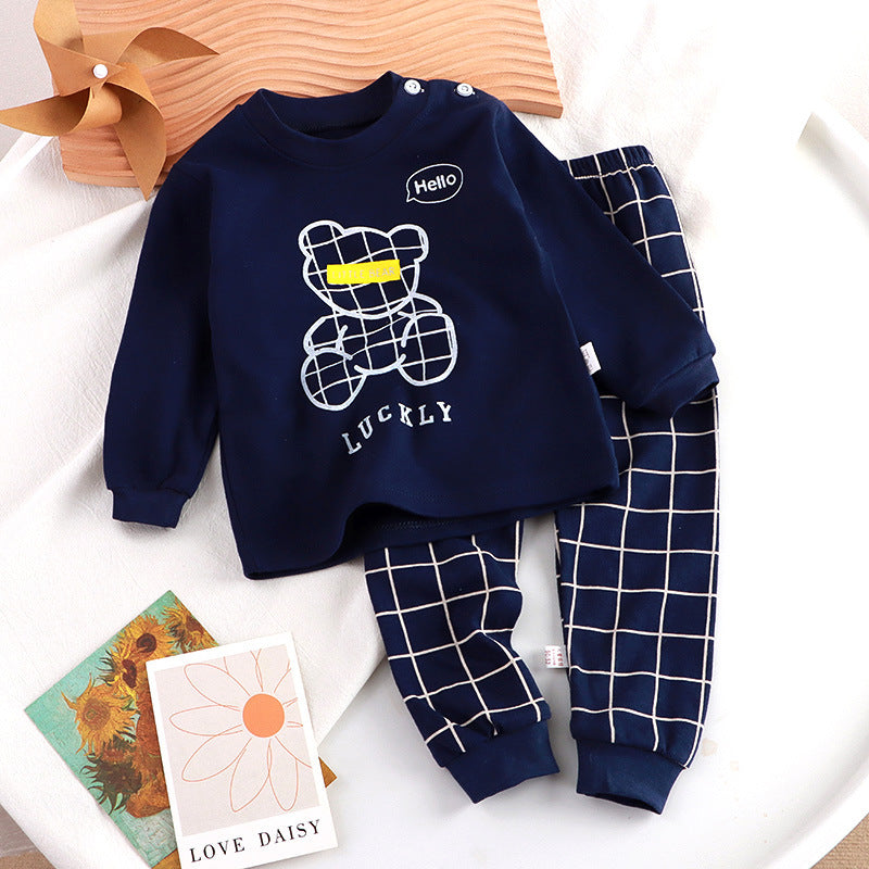 Minimalist Autumn 2-Piece Unisex Kids' Pajama Set, Ages 2-9 | Color: Black | Image 1