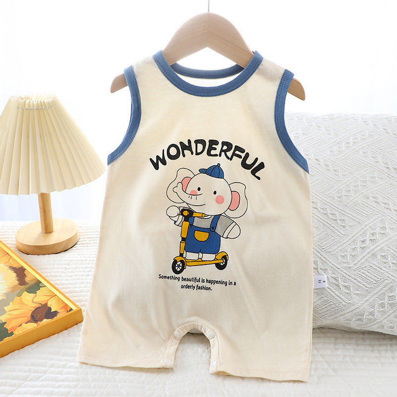 Minimalist Summer Unisex Baby Jumpsuit, Ages 1-12 Months | Color: Blue | Image 1