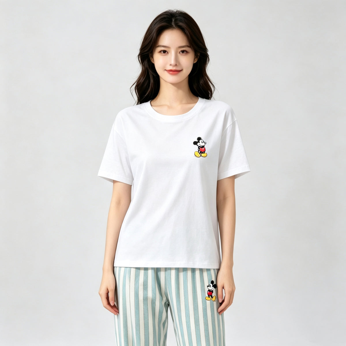 Modern Chic All-Season Sweet Feminine Summer 2 Pcs Women 's Short  Sleeve Sleep Set | Color: Style 2 | Image 2