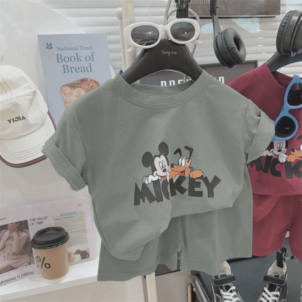 Modern Chic All-Season Minimalist Summer 2-Piece Unisex Kids' Pants Suit, Ages 2-9 | Color: Grey | Image 2